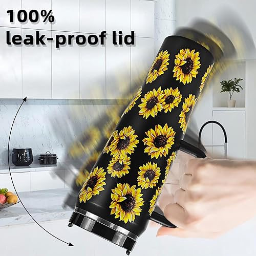 Miniatura 4 de AiHeart Vaso de 50 onzas con asa, acero inoxidable de doble pared aislado al vacío, taza de viaje con dos tapas y popote, vaso de café con posavasos