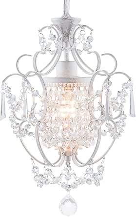 Modern Mini Crystal Chandelier, White Retro Ceiling Mount Light Fixture