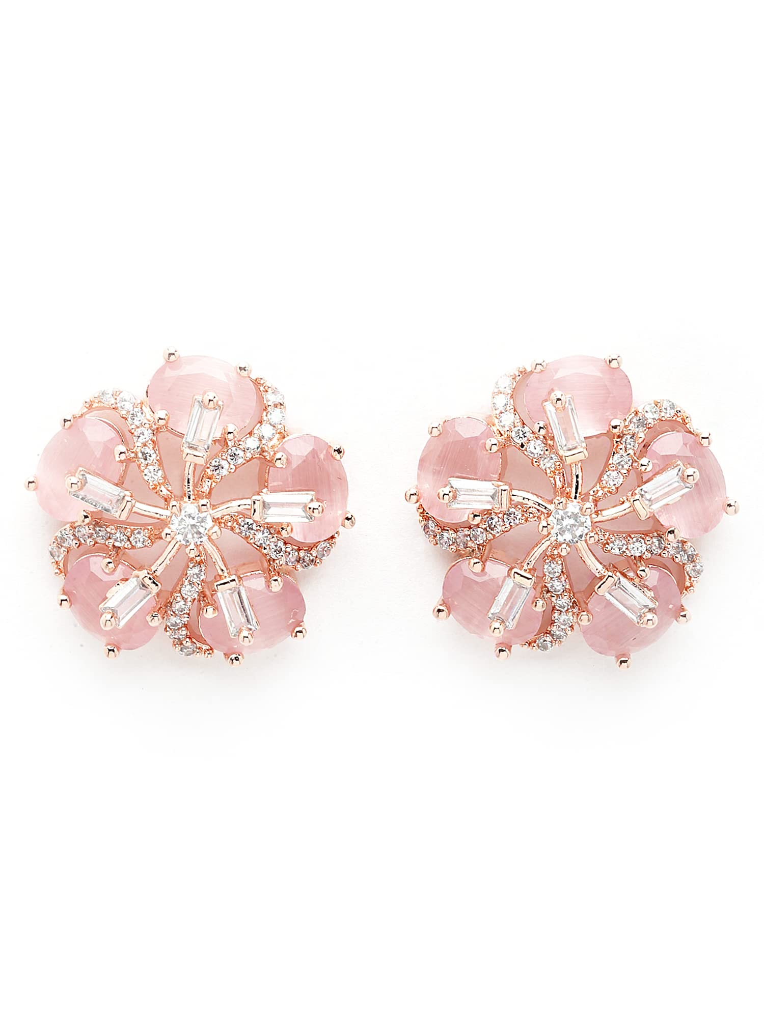 Karatcart Rose Gold Plated Pink Cubic Zirconia Stud Earrings (B09XR7ZG6S) Amazon Price History, Amazon Price Tracker
