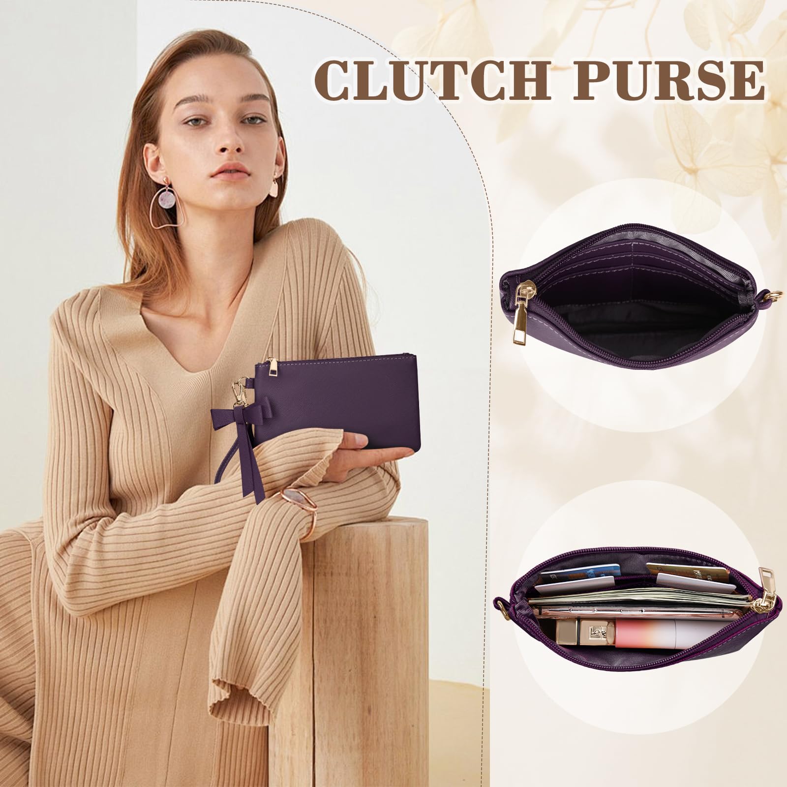 RAINSMORE Borsa da Lavoro Donna con Pochette Borsa Porta PC 15,6 Pollici Grande Borse a Mano Pelle PU Borse Messenger per Affari Ufficio Università