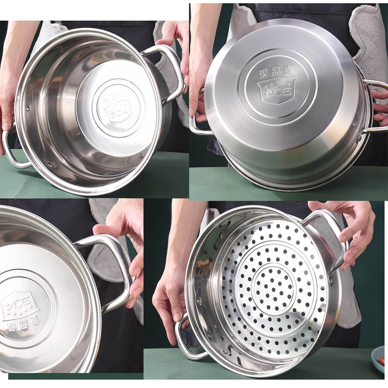 Dampfgartopf/Suppentopf/Edelstahl 304 In Lebensmittelqualität,Einteiliger Energiesammeltopfboden,Gedämpfte Meeresfrüchte,Hühnersuppe,Brei