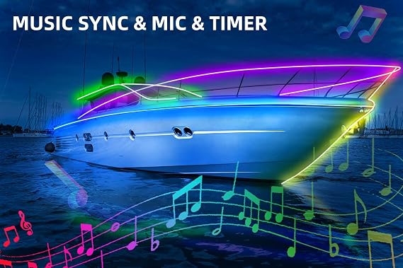 Marine Submersible Boat LED Strip Lights, 66FT IP68 Waterproof Underwater Boat RGB Lights, Boat Deck Light, Under Boat Lights for Night Fishing Pontoon Boats, RF/APP Control