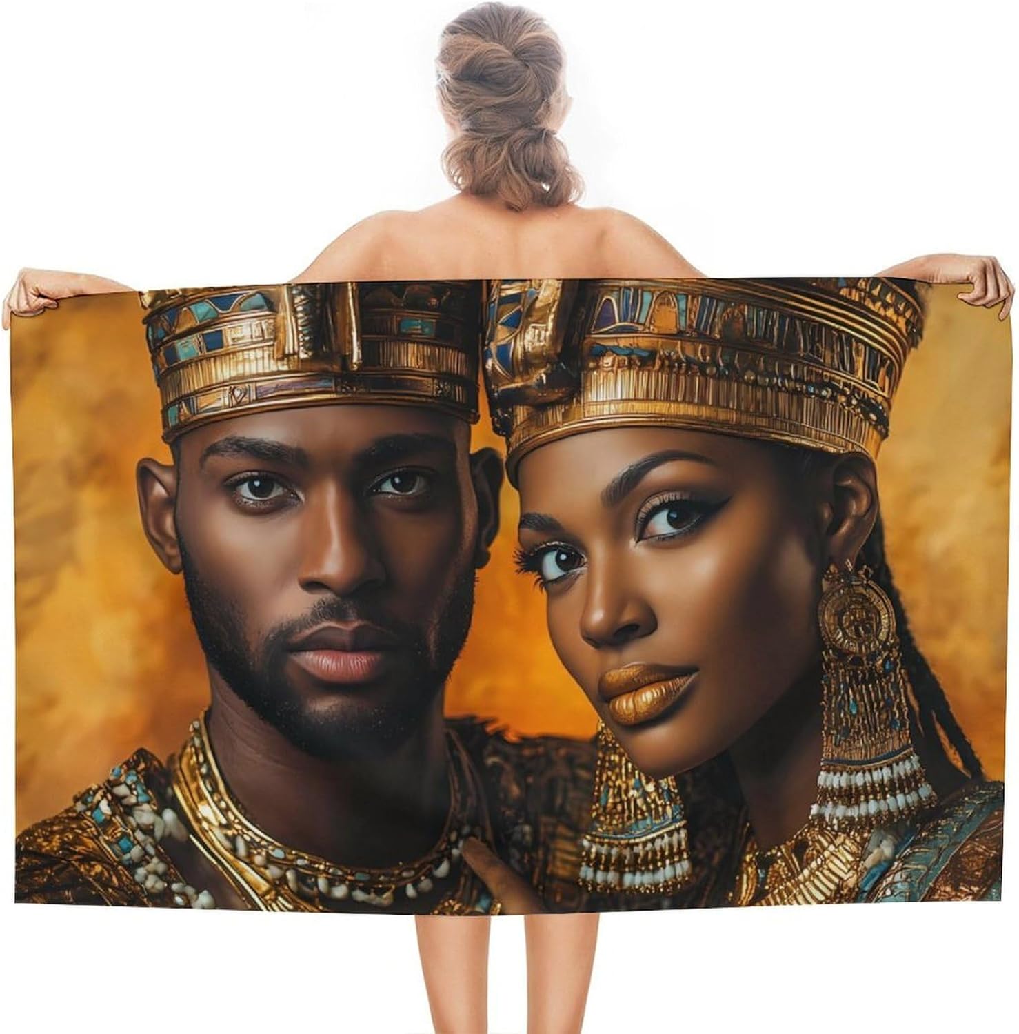 Lovers Couple Ancient King Queen Oversized Beach Towel Soft Absorbent Pool Bath Swim Towels for Adults Travel Vacation Gifts 130x80cm