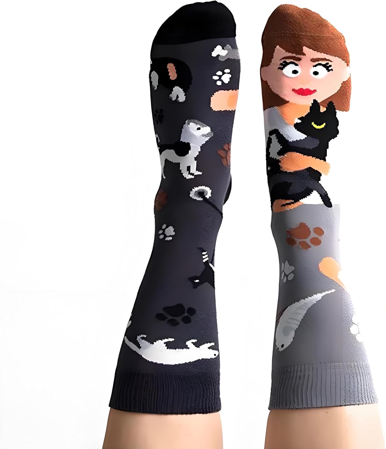 Men's socks, women's socks, AB style asymmetrical trendy socks, fun cartoon socks, couple socks, 9 pairs per box