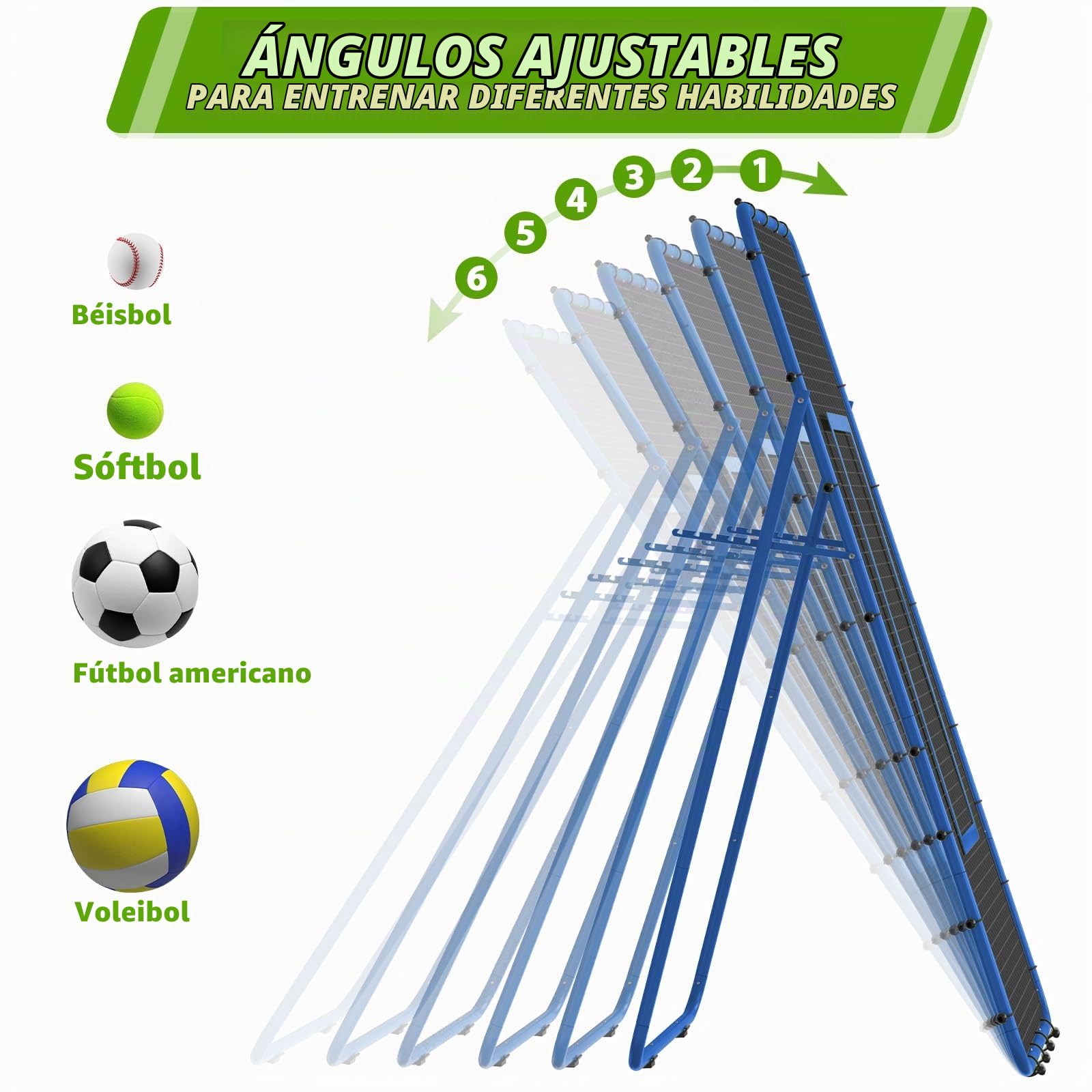 Red de voleibol ajustable para entrenamiento de voleibol con zona de impacto para golpear, servir, pasar, practicar picos, rebote para béisbol, lacrosse, tenis, fútbol, 2,2 x 1,2 m, color azul