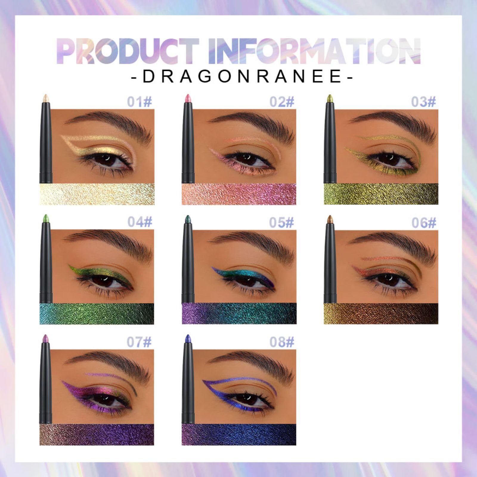 Vawolecy Chameleon Metallic Eyeshadow & Eyeliner Gel Pencil, 24H Long-Lasting Waterproof Shifting Colors Glitter Eye Makeup - Image 4