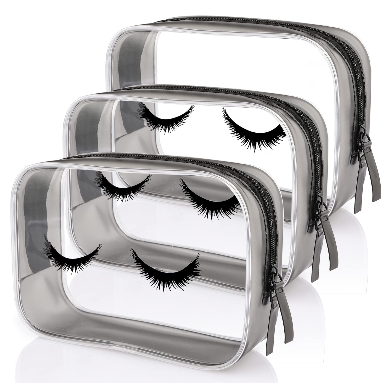 Clear Travel Bags, 3 Pcs Housim Cosmetic Bag Set Toiletry Bag Clear