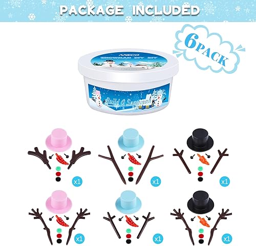 Miniatura 2 de Aneco Paquete de 6 manualidades de Navidad, muñeco de nieve, bricolaje, manualidades de Navidad, modelado de arcilla al aire, kit de decoración de