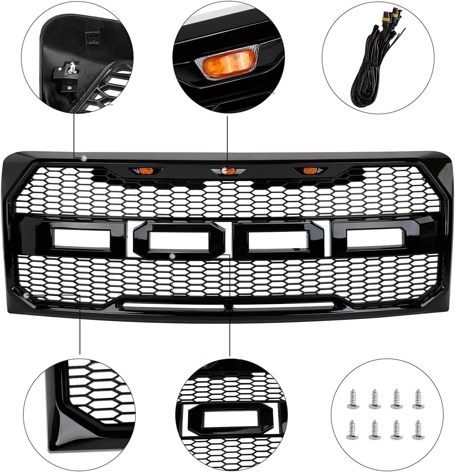 F150 Front Bumper Grille Black Replacement for Ford F150 2009 2010 2011 2012 2013 2014