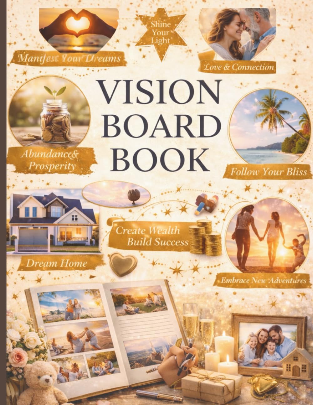 Vision Board Book: Manifest Your Dreams, Set Clear Goals, and Design the Life You Truly Want with Guided Visual Prompts and Writing Space, This Vision ... pages with a total of 366 inspiring images