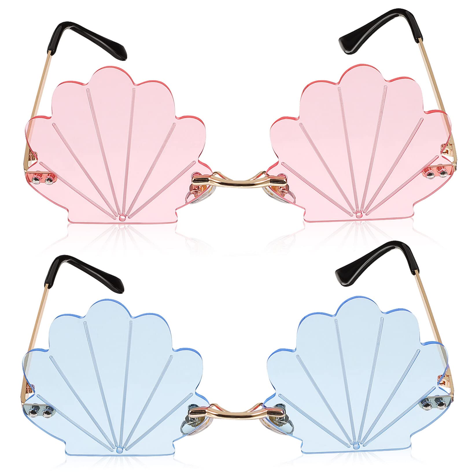 Kisangel 6pares Gafas De Sol De Concha Sin Para Lentes Decorativos Unisex Para De Dorado Azul Dorado Rosa