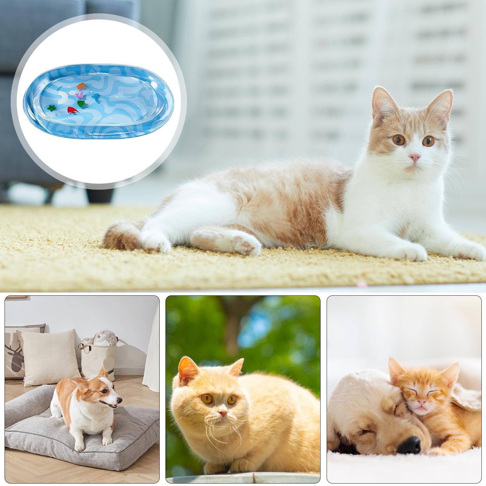 Generico Tappetino Acquatico per Gatti con Cuscino | Tappeto Gioco Acqua per Cani,Materassino Impermeabile Antimacchia per Cuccioli e Animali di Taglia Piccola e Media