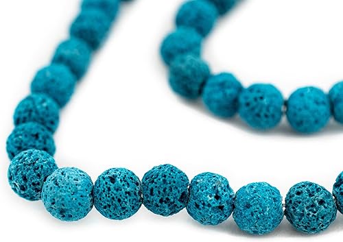 TheBeadChest - Cuentas de lava volcánica azul turquesa (0.315in)