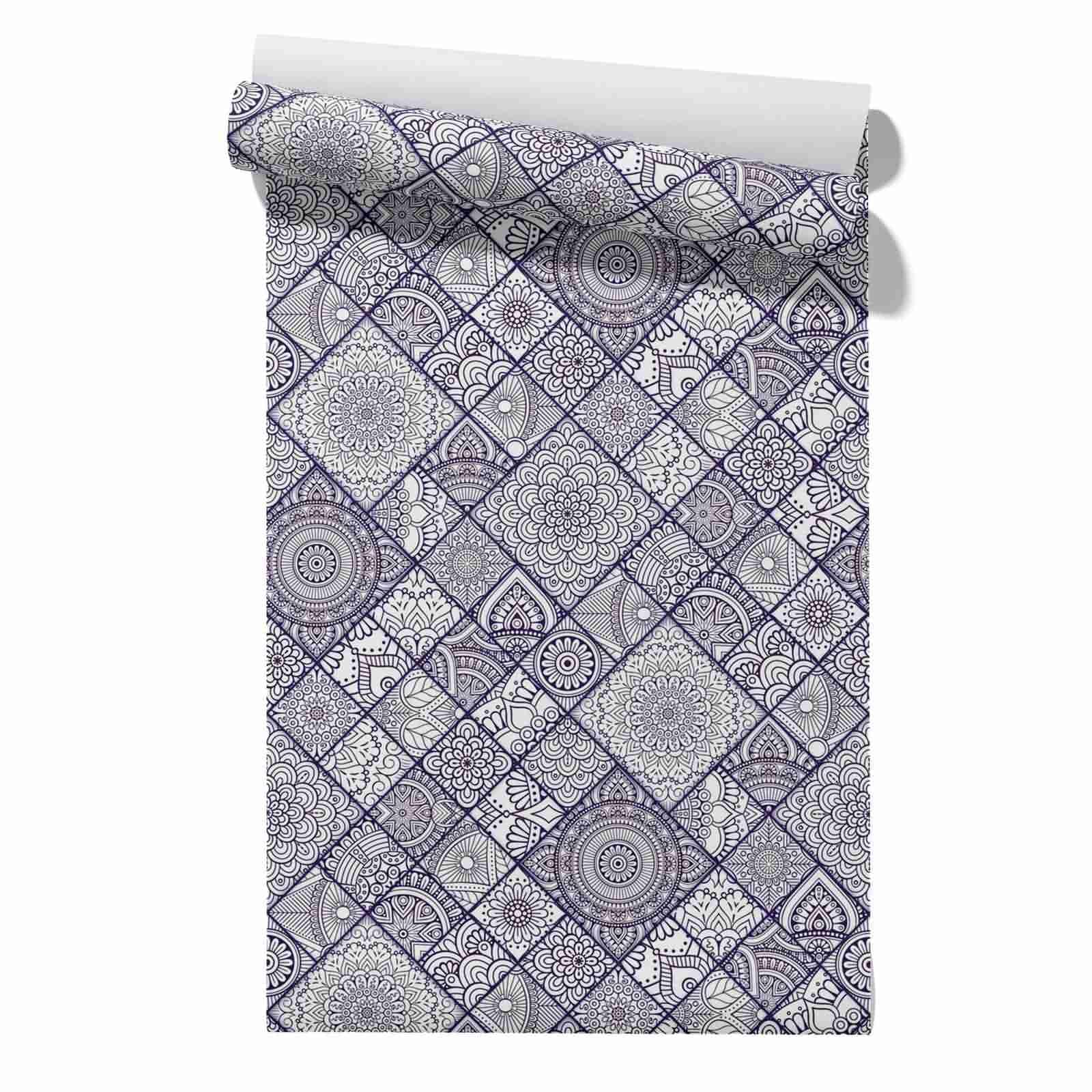 CEVAN Bedroom Wallpaper Border Drawer Liner Plain Mandala Ethnic Retro Living Mural for Bedrooms PVC Wallpaper Kitchen Cabinet Renovation 45x200cm