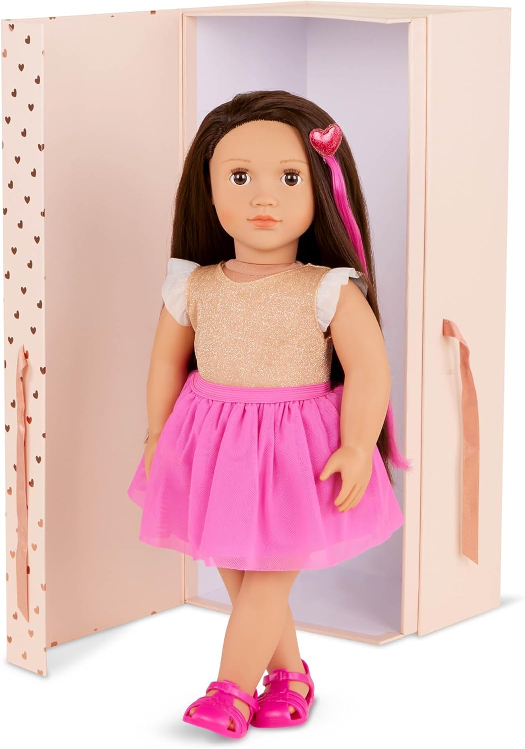 Our Generation – 18-Inch – Sweetheart Themed Fashion Starter Doll – Amora – Brown Hair & Hazel Eyes – 3 Outfits & Styling Accessories in Gift Box – Pretend Play Ages 3+ Years
