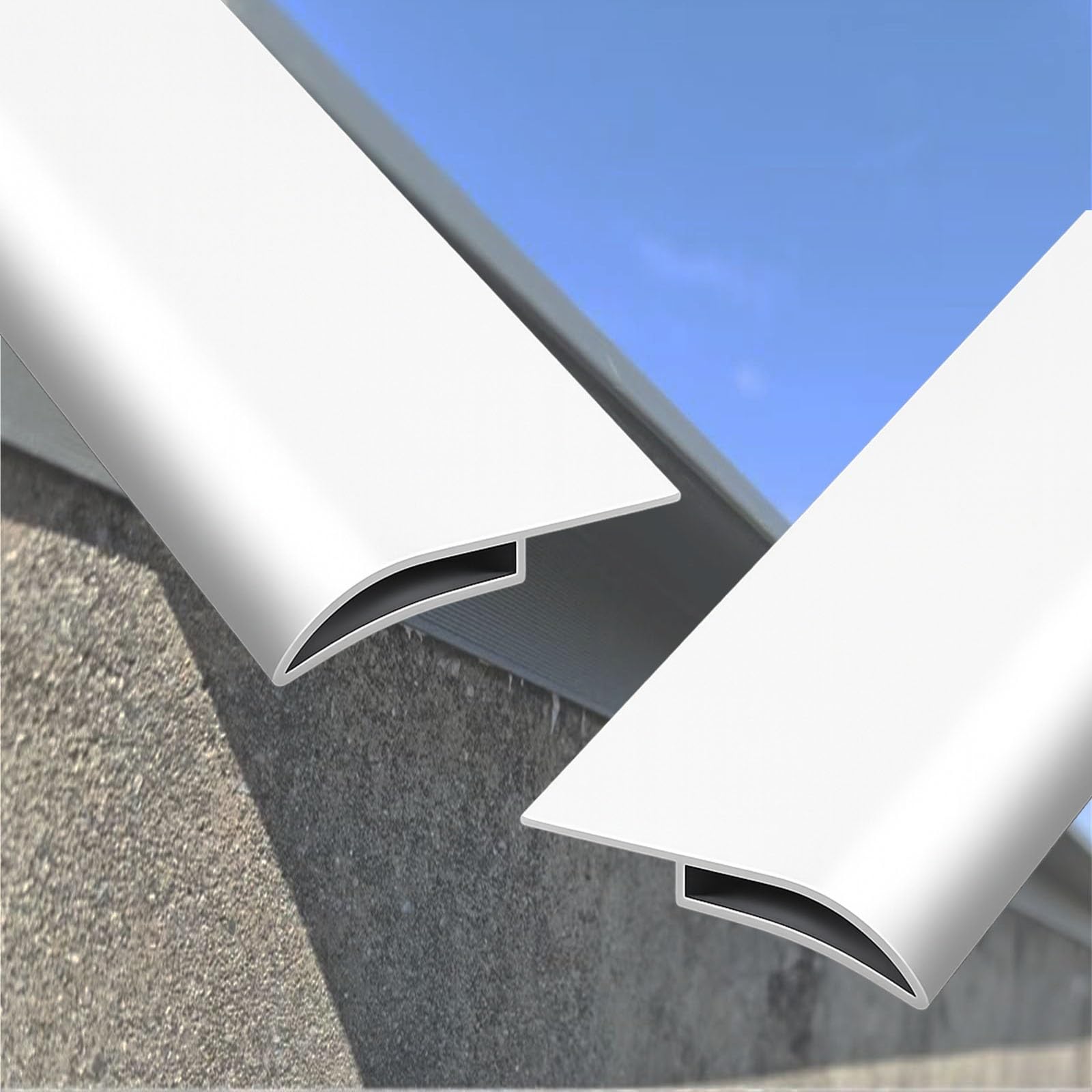 vierteaguas muro exterior Líneas de goteo Tira desviadora de lluvia blanca, dispositivo protector de alero de techo de aleación de aluminio 2 piezas(W 50 MM L 160 CM)