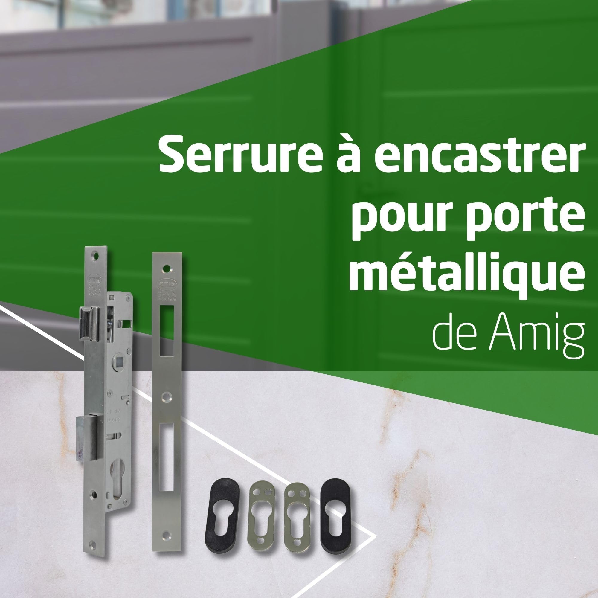 Amig - Serrure à mortaise pour menuiserie métallique - 32 mm - Pour cylindre Europrofilé à came de 15 mm - Poignée réversible - Acier inoxydable - Cylindre et clés non inclus