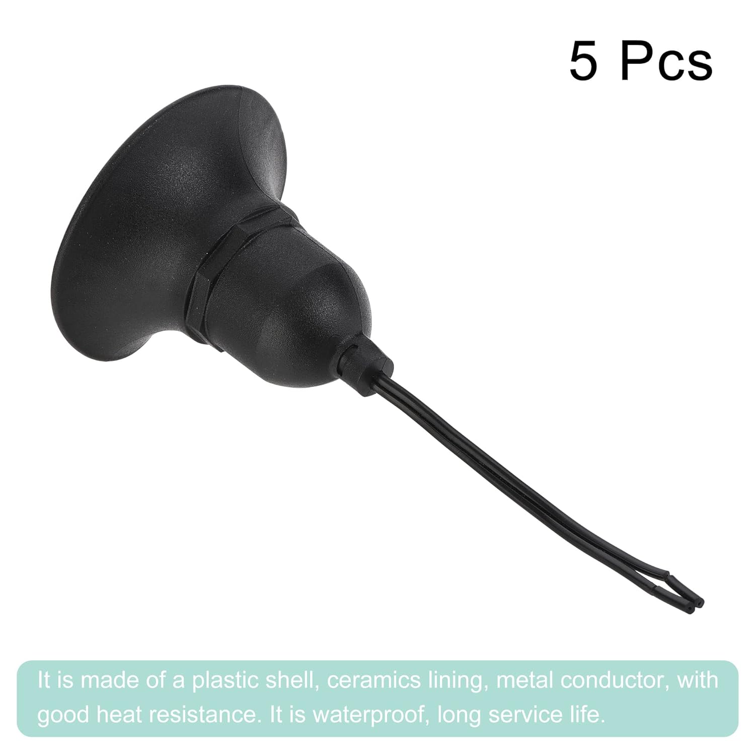 MECCANIXITY Waterproof Lamp Socket, 82x77mm E26 E27 110-220VAC 60W Screw Base Bulb Holder Light Sockets with Wires, Black Pack of 5