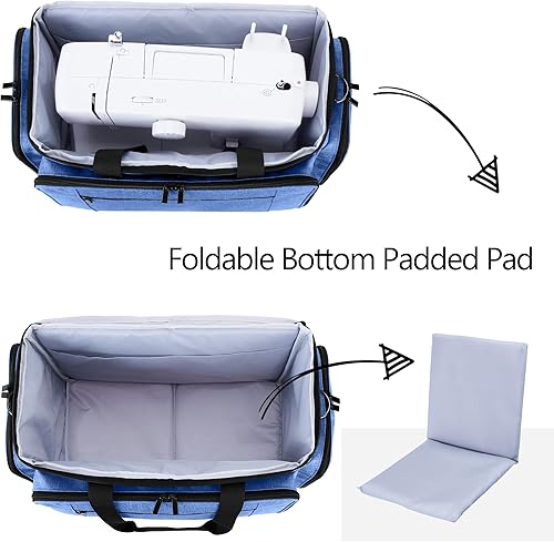 Miniatura 68 de Luxja - Bolsa para máquina de coser portátil, compatible con la mayoría de las máquinas Singer Morado,Negro,Azul,Puntos grises,Puntos