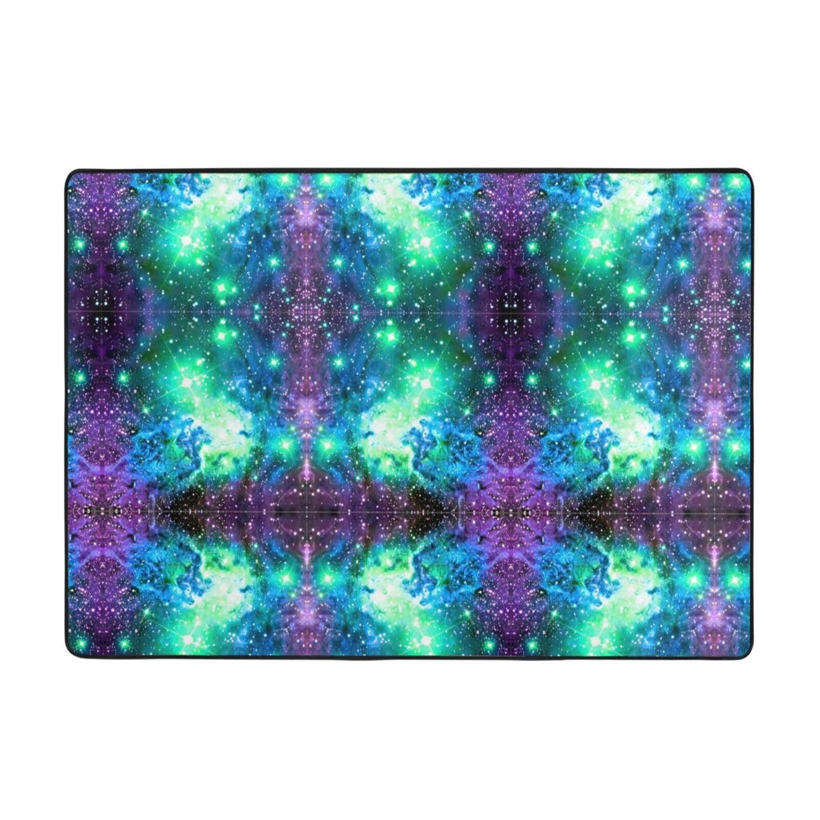 Tapis galaxie vert et violet grand confort inaltérable pour le bureau et la chambre
