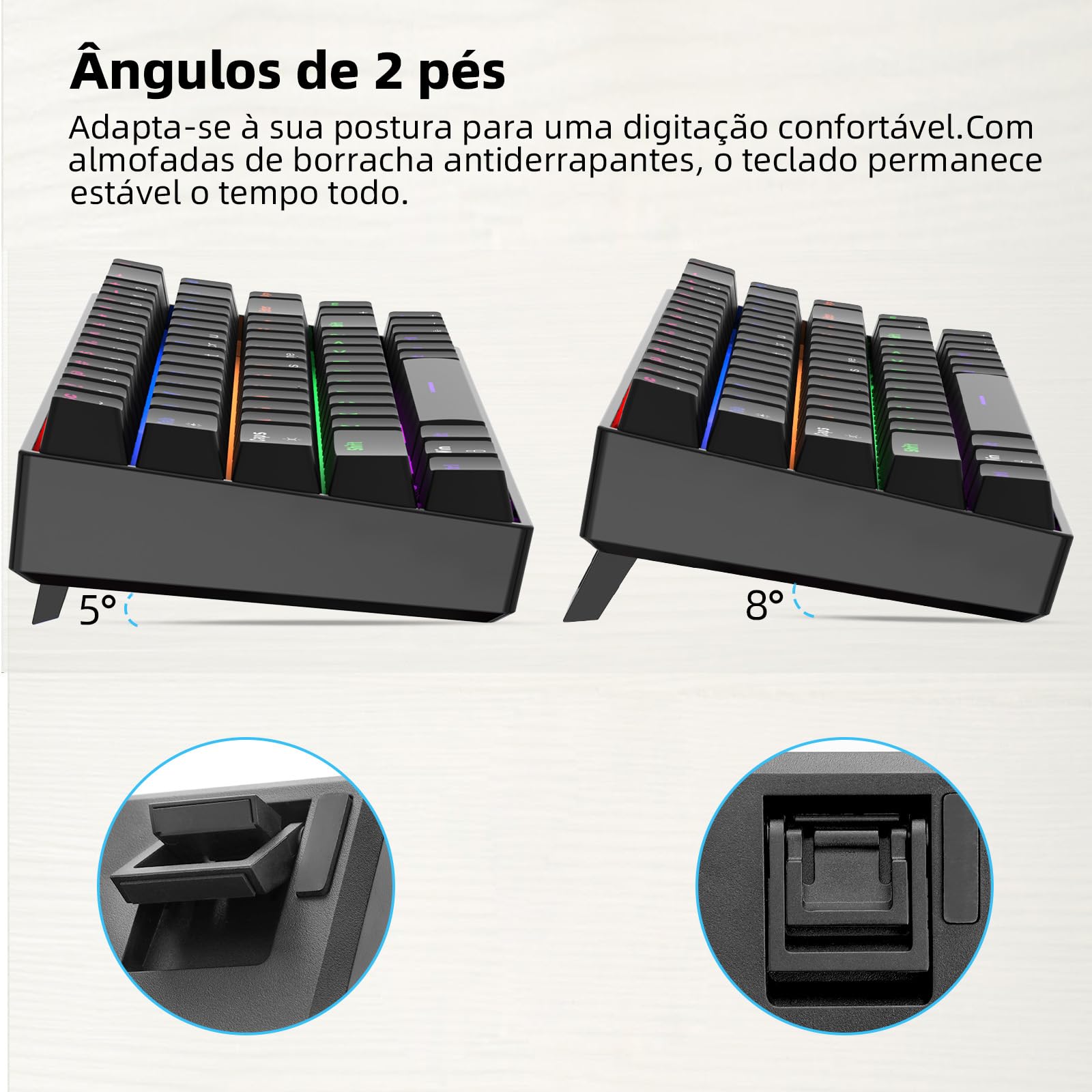 GOKOCO Teclado Mecânico com Fio 65% A1802, Gamer Switch Vermelho