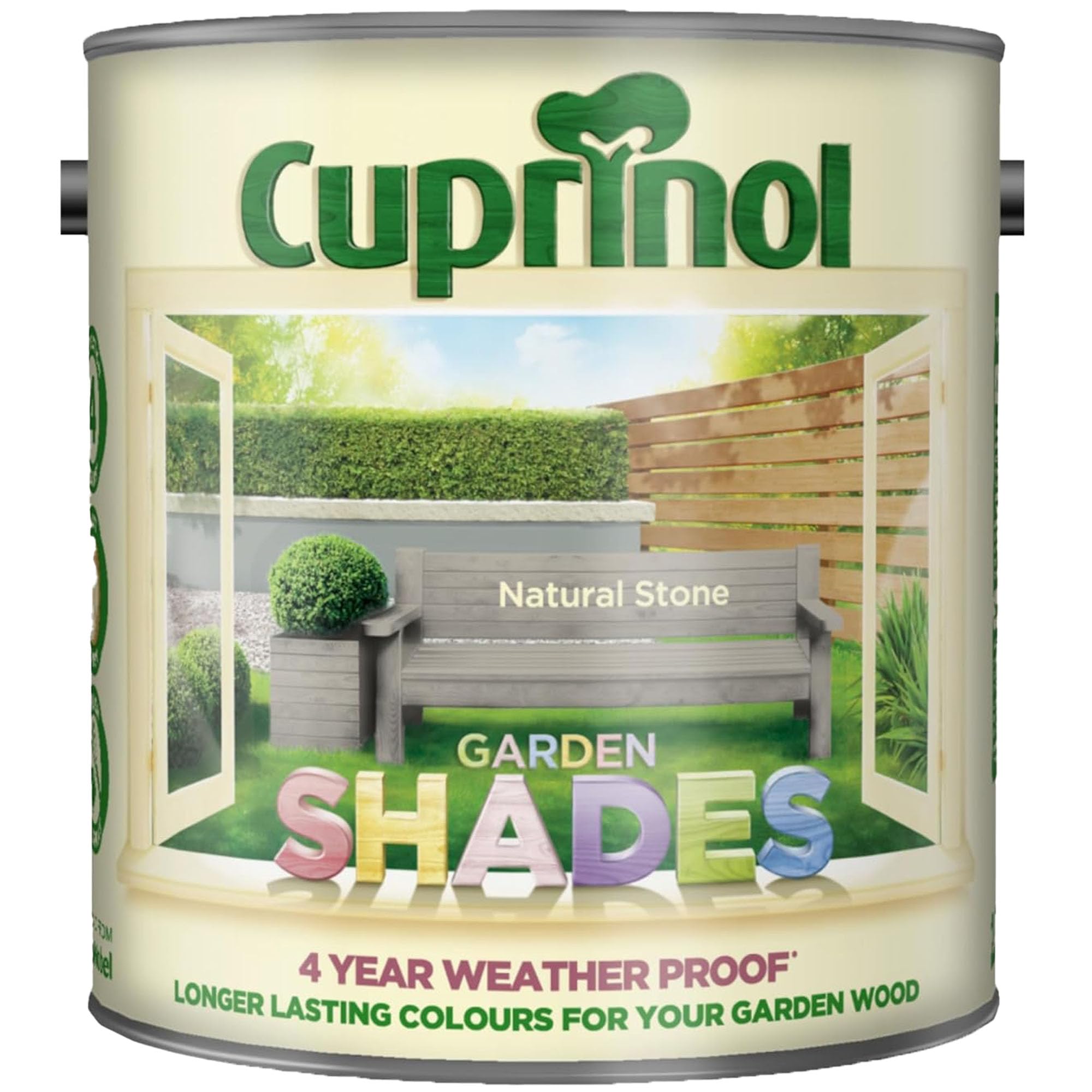 DUAYRA Garden Shades Paint | Quick Drying Water Based | For Garden Fence, Shades, Benches, Terracotta, Brick, Stone | Exterior Wood Furniture | Long Lasting (Natural Stone, 2.5 Liters)