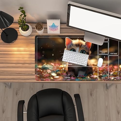 Miniatura 7 de Tapete de juego para MTG, tapete de juego de cartas, base de goma antideslizante y cosido, tapete de juego TCG de 24 x 14 pulgadas para MTG y otros