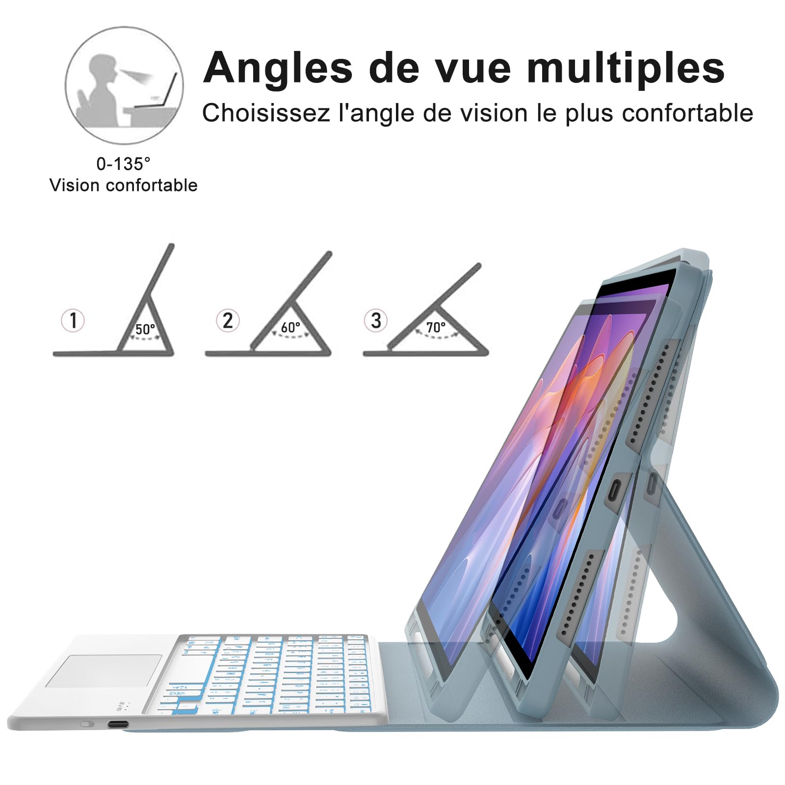 Coque Clavier pour Xiaomi Redmi Pad 2 11 2025/Redmi Pad SE 2023 11 Pouces