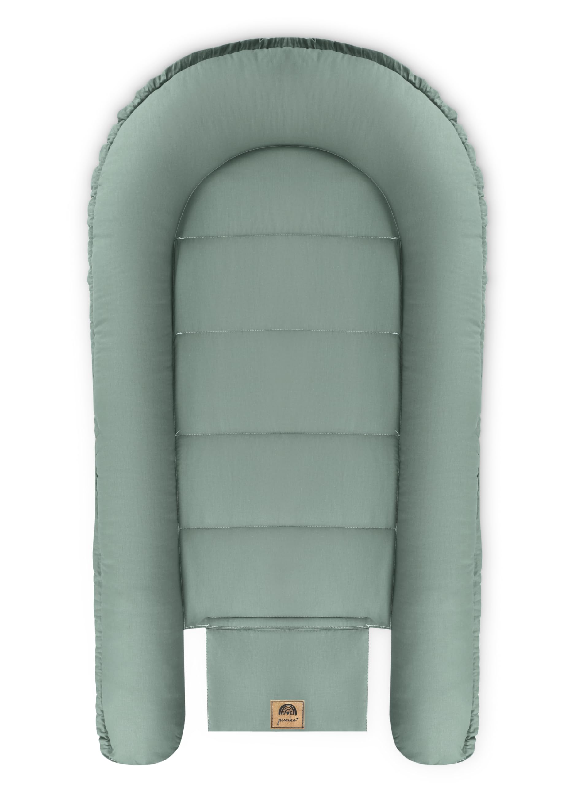 PIMKO Baby Nest, paracolpi per neonati e neonati, 100% cotone, adatto per la casa, 55 x 90 cm (Pistacio con patta)
