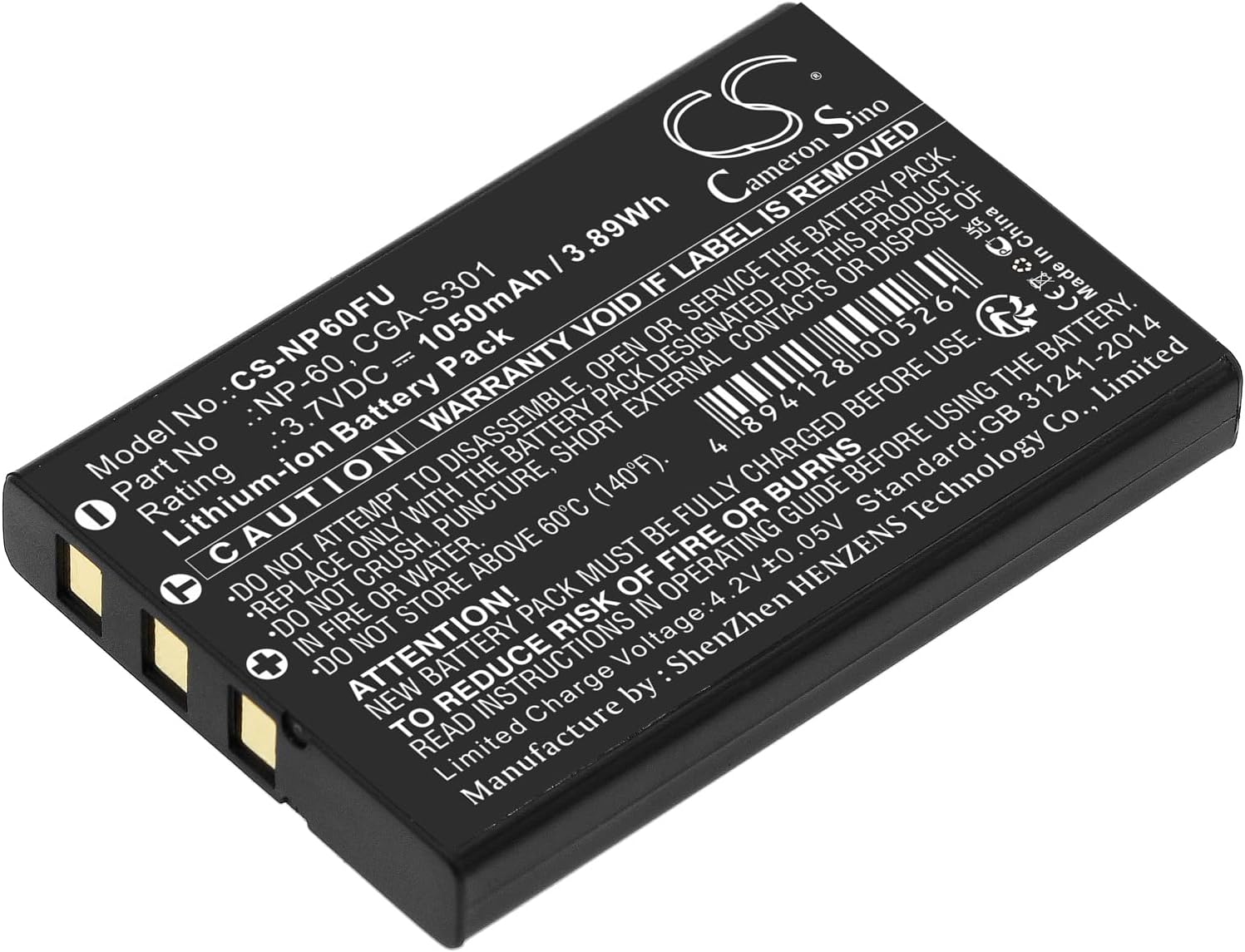 CS-NP60FU Battery 1050mAh compatible with [Lumicron] for 4013, for DV-5, for ee-pack-33, for LDC-4013, for LDC-4230, for LDC-626Z3, for LDC-825z3, for LDC-828z3, for [Aito] for A-23002, for [Aiptek]
