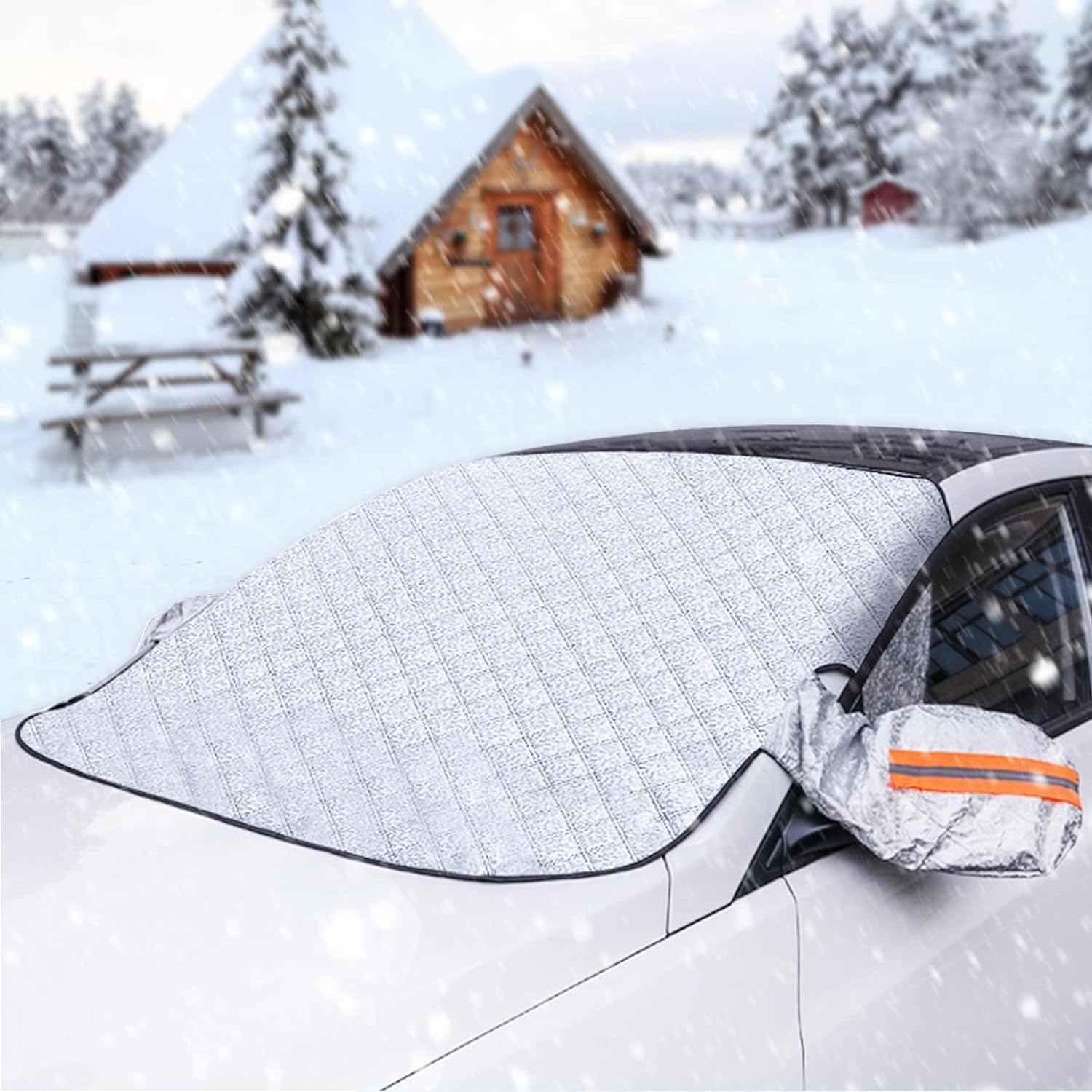 HHCVN Car Windscreen Cover for FIAT 600e Elektro ab 2023/600 Benziner ab 2024, All Weather Magnetic Windscreen Cover Frost Ice And Snow Car Accessories,A Door Clip Style
