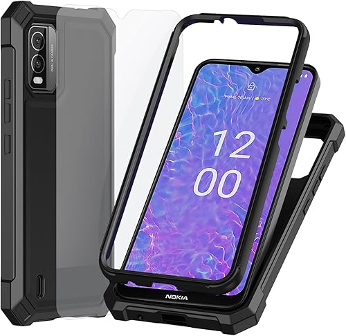 Ailiber Funda para Nokia C210, Nokia C210 con protector de pantalla de vidrio templado, protección de estructura de 2 capas, esquinas a prueba de
