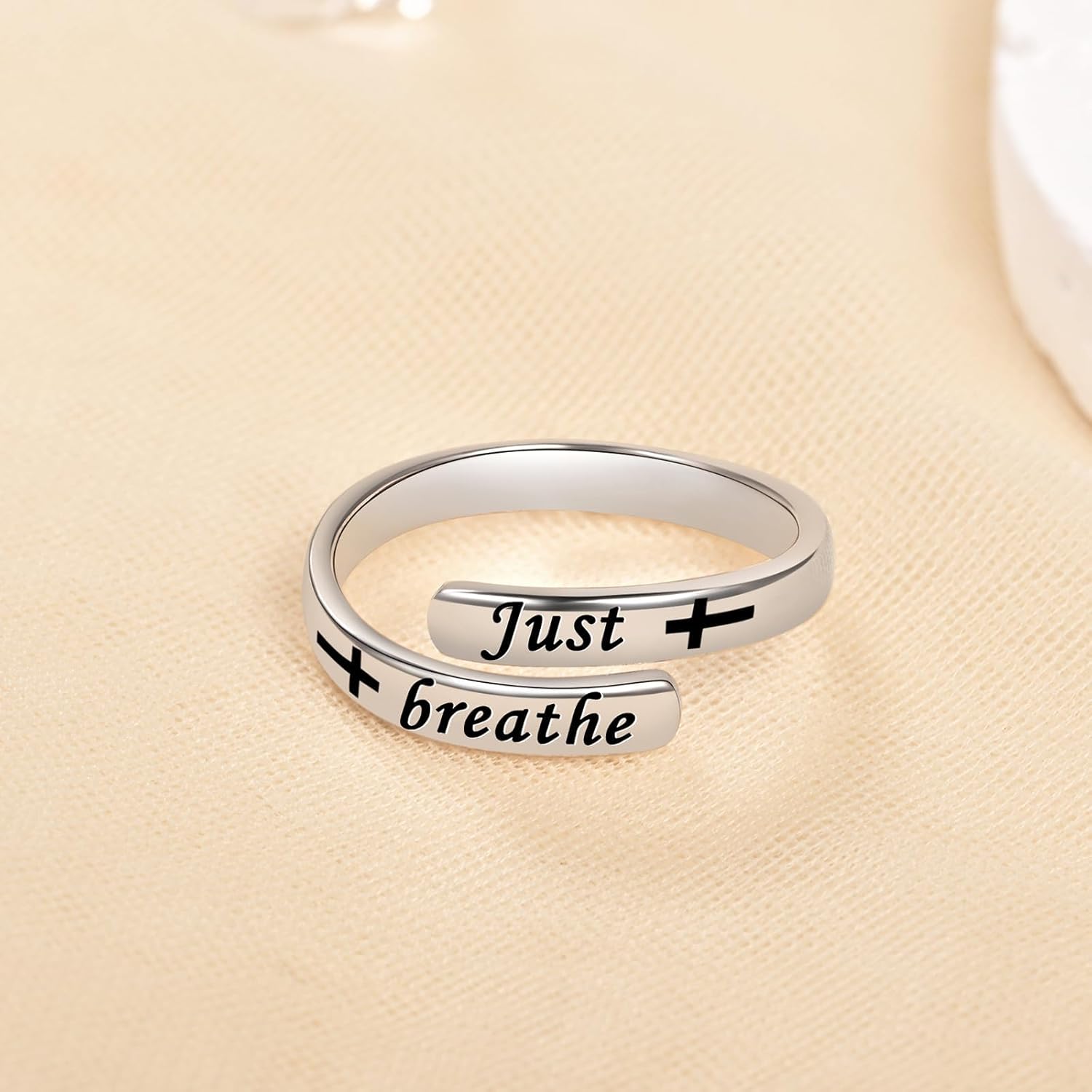 BEILIN 925 Sterling Silver Inspirational Jewelry Rings Adjustable Ring Personality Encouragement Gift for Teens Women