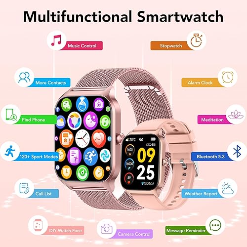 Miniatura 9 de CASCHO Relojes inteligentes para mujer, reloj inteligente HD de 1.85 pulgadas con más de 120 modos deportivosmonitor de sueño, rastreador de