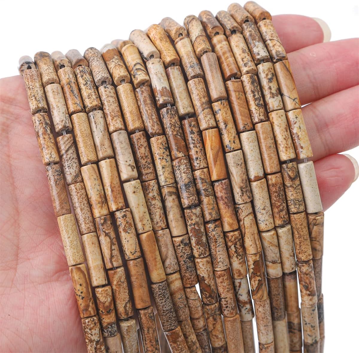 Natural Brown Picture Jasper Tube Beads Cylinder 4x13mm 38cm/Strand Stone Beads for Jewelry Making - Image 6