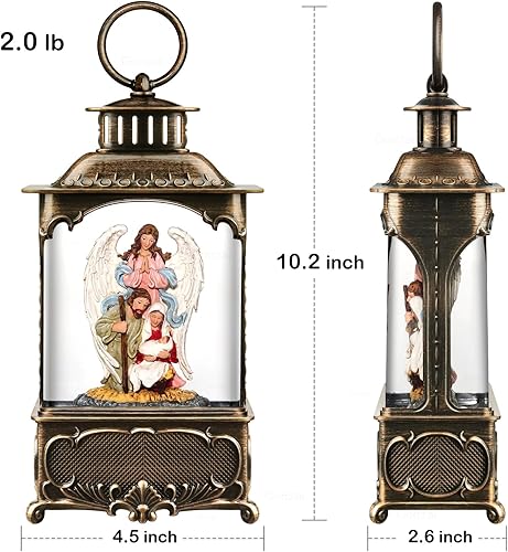 Miniatura 5 de Nativity - Linterna de globo de nieve con forma de ángel de Navidad, decoración musical iluminada de Navidad para interiores con música, Ángel y