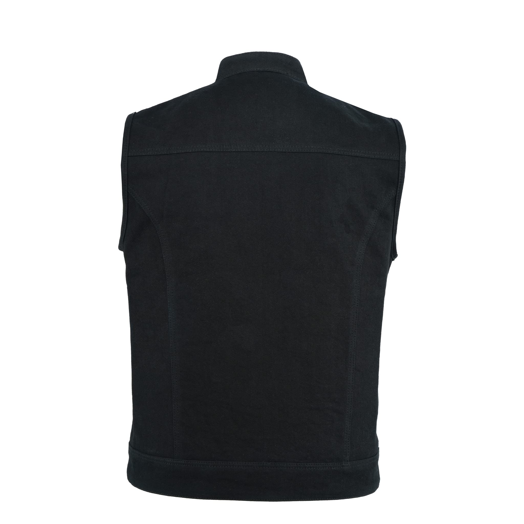 Leatherick Chaleco de motociclista de mezclilla pesada para hombre con interior transpirable, chaleco de motociclismo de doble