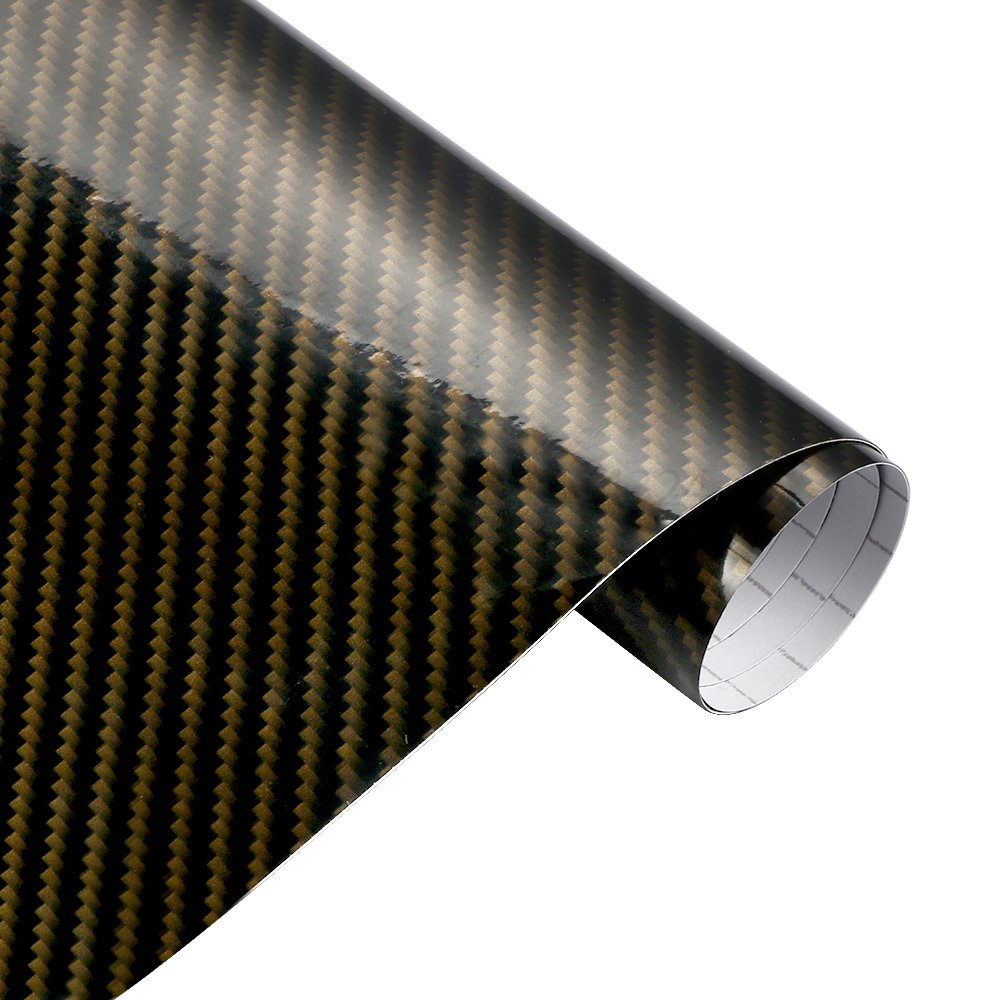 Wrapping Pellicola 10/30*100 centimetri Lucido In Fibra di Carbonio Pellicola Dell'involucro Del Vinile Automobili Auto Moto FAI DA TE Adesivo Decorativo Avvolgimento Copertura(Silver Black,50x600cm)