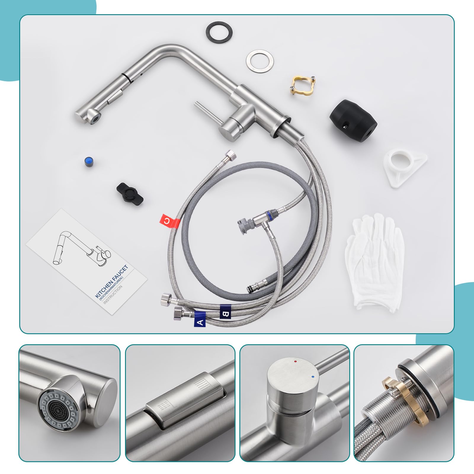 Grifo de cocina de baja presión extensible