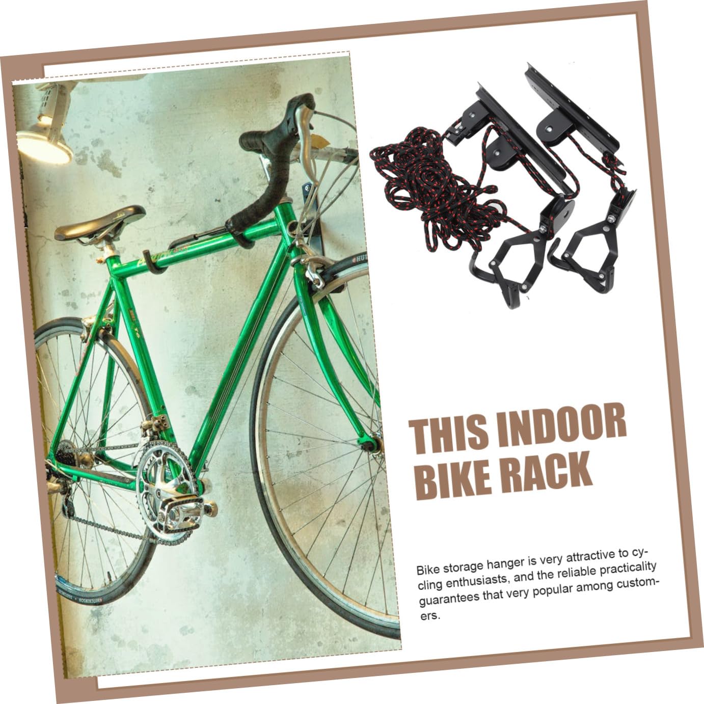 Soporte Colgante para Bicicleta de Pared y Techo, Negro, Interior