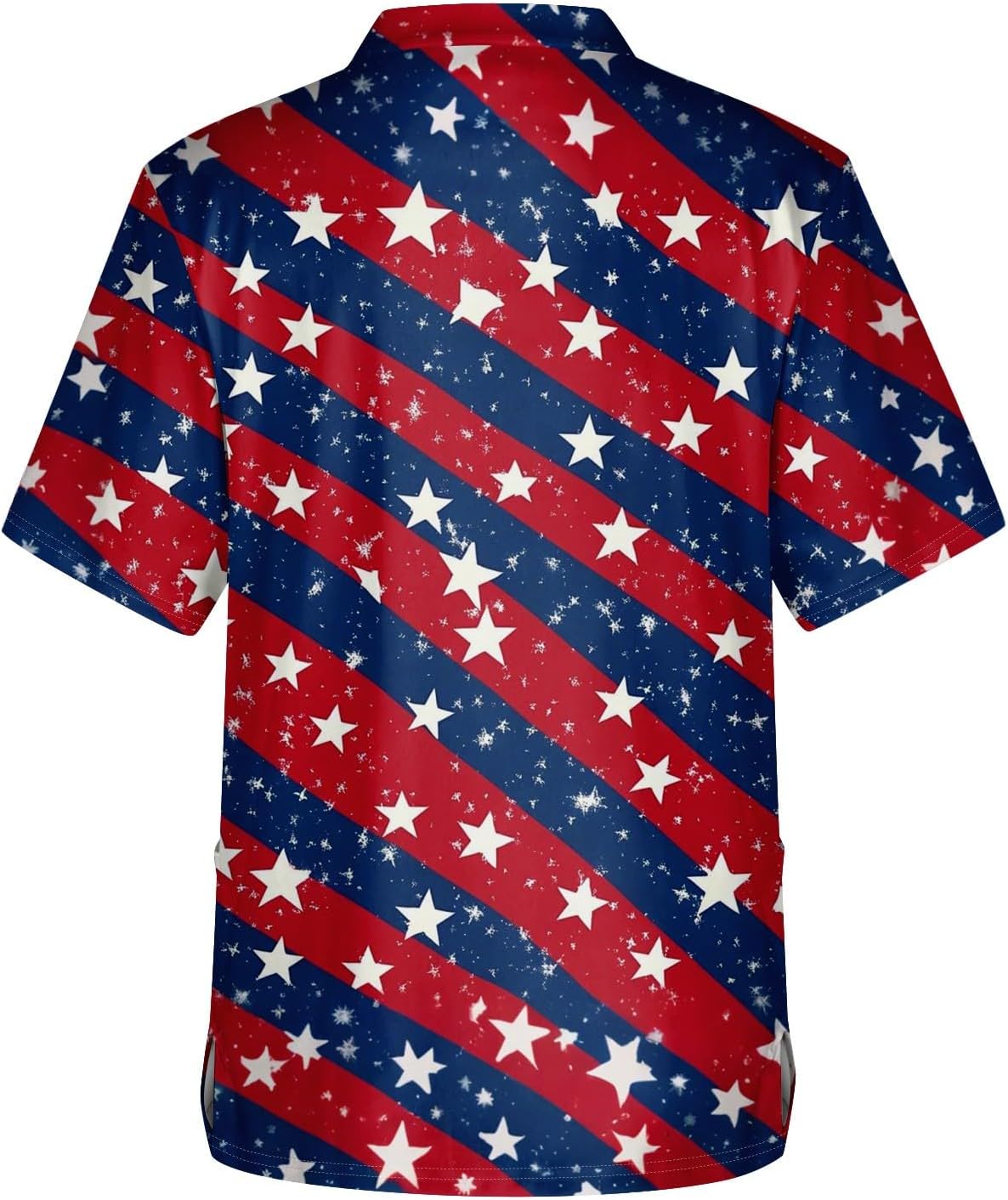 Men's Patriot Scrubs Shirts Athletic-Fit Short Sleeve USA Flag Print V Neck Scrub Top with Pockets