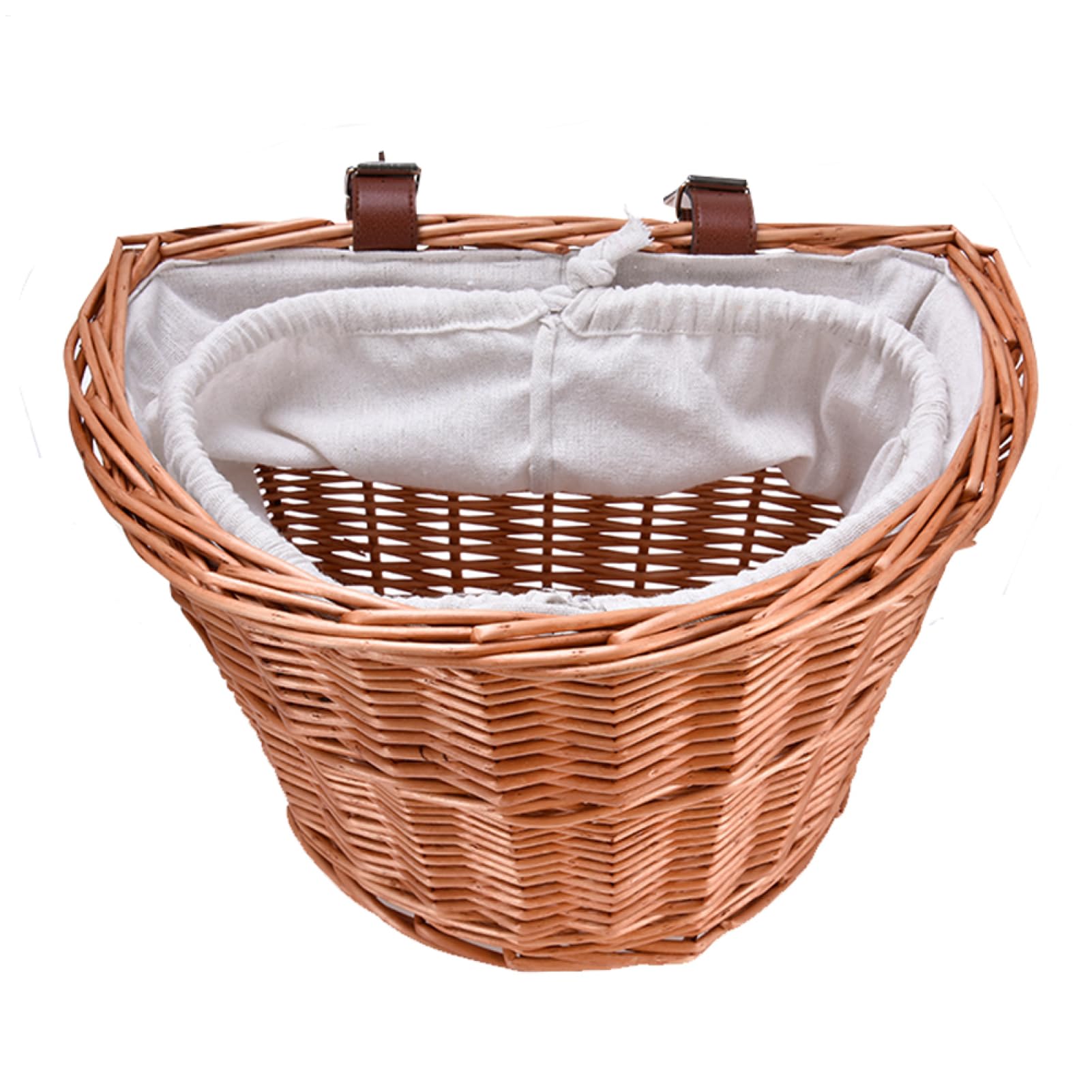 Wicker Bike Handlebar Basket - Hand Woven Front Basket, Detachable Drawstring Liner | Stylish Cruisers and Scooter Accessory, Natural Material Ensures Sturdy Carrying Capacity, Easy Mounting
