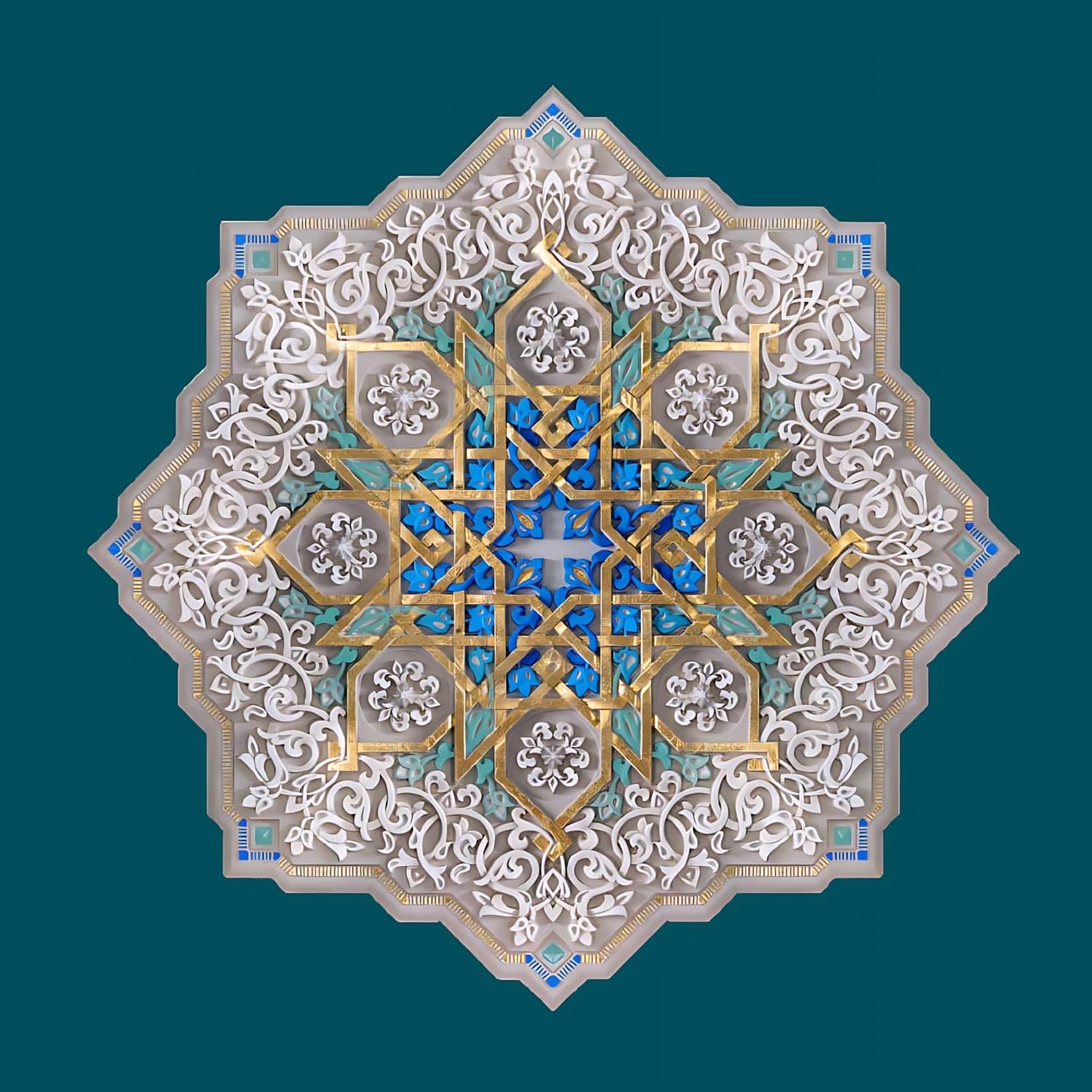 Profhome Rozeta sufitowa 156503 91,2 cm x 91,2 cm x 4,1 cm Sztywna pianka poliuretanowa powierzchnia wstępnie zagruntowana