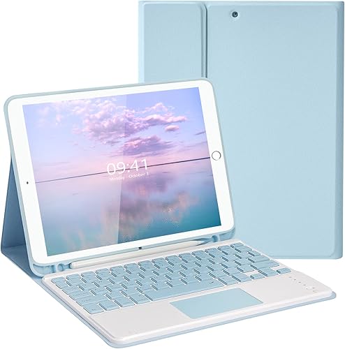 Miniatura 9 de LAMA Funda de teclado inalámbrico con mouse para iPad de 10.2 pulgadas, 9 8 y 7 generación, teclado Bluetooth desmontable con soporte para lápiz