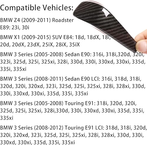 Miniatura 3 de Cubierta de fibra de carbono ABS compatible con BMW E90 con patrón de fibra de carbono para palanca de cambios, estilo fibra de carbono, cubierta de