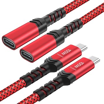 USB C Extension Cable, 3ft USB 3.2 10Gbps Data Transfer Male to Female USB-C Extender 4K Video Audio Output Compatible with iPhone 17,PD Docking Station,MacBook,Switch,Dell XPS,SSD2Pack,Red