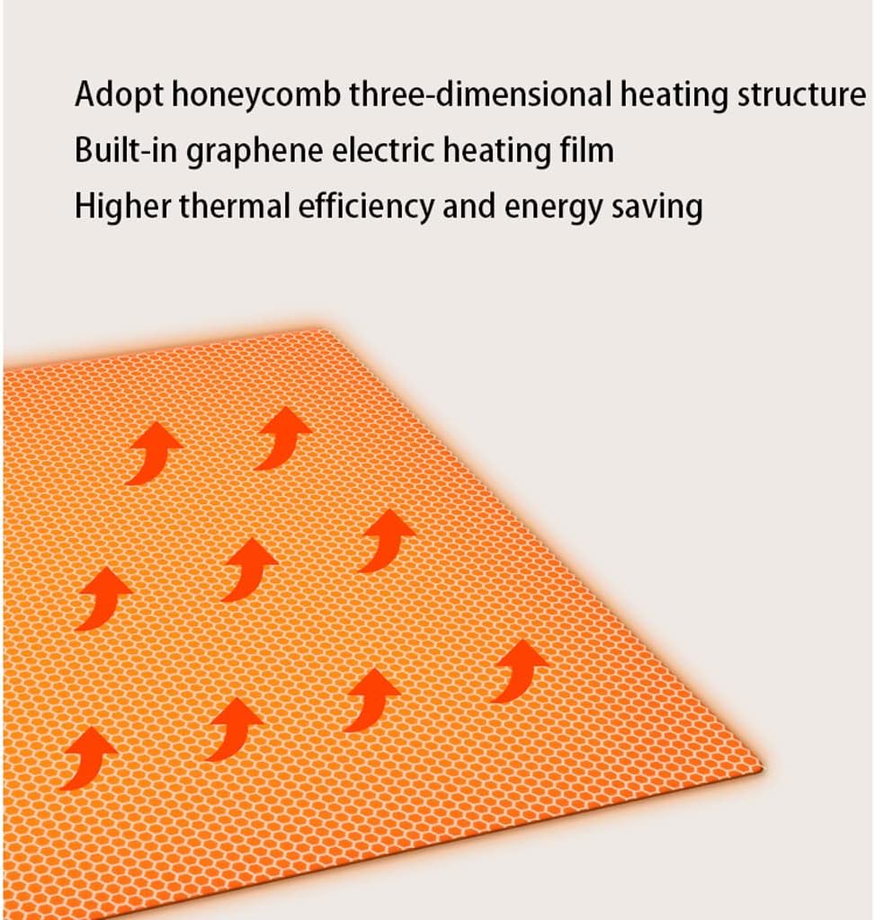 Floor Heating Mat for Home, Carbon Crystal Graphene Heating Carpet Floor Mat Living Room Electric Heating Mat Under Desk (50x100cm)