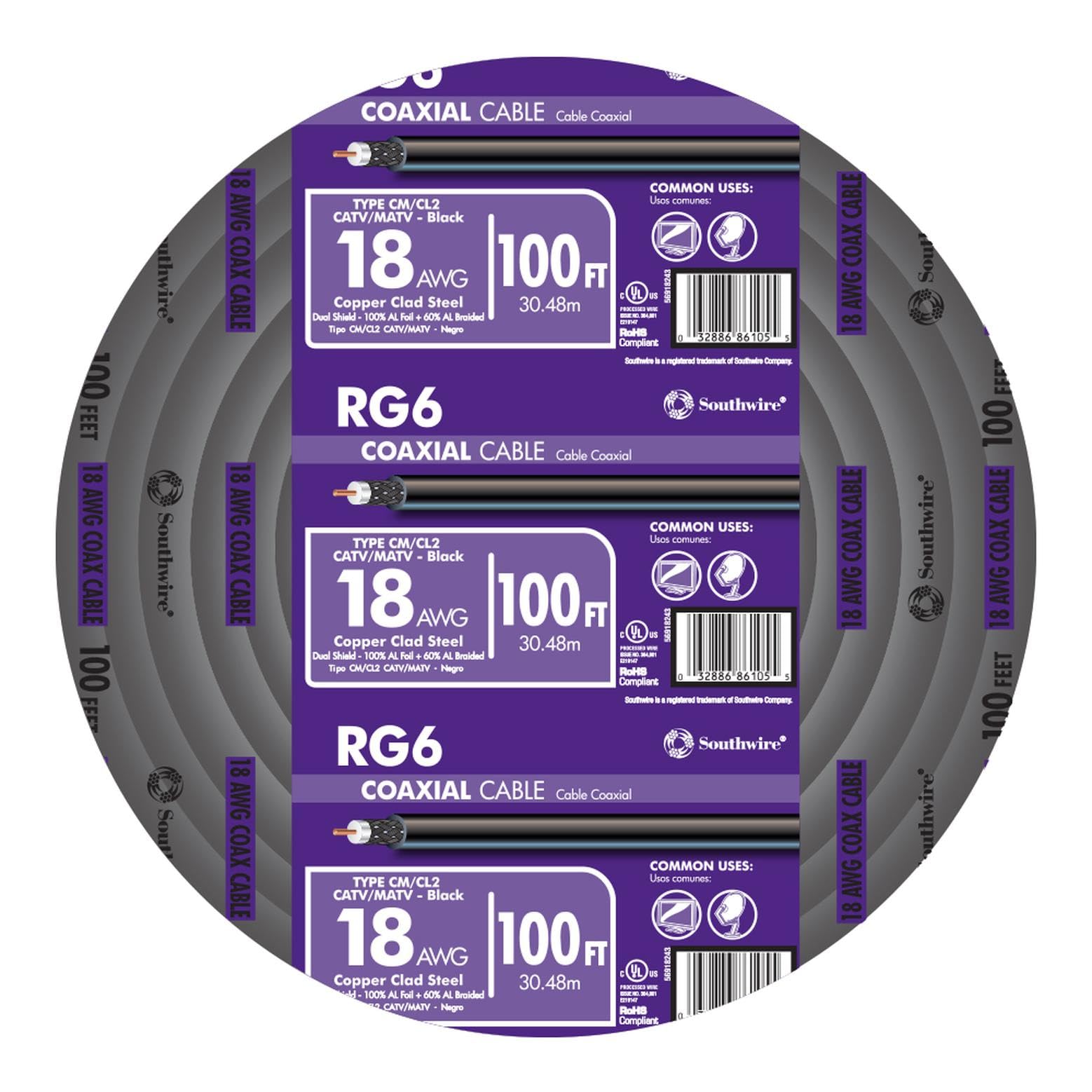 Amazon.com: Southwire 56918345 500-Feet Dual Shields Type RG 6/U