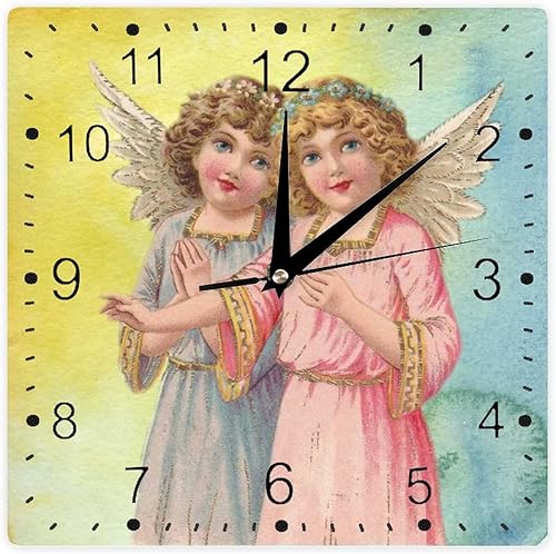 Reloj de pared digital de PVC, estilo ángel, vintage, sin tictac, funciona con pilas, para dormitorio, sala de estar, oficina, cocina, granja, arte