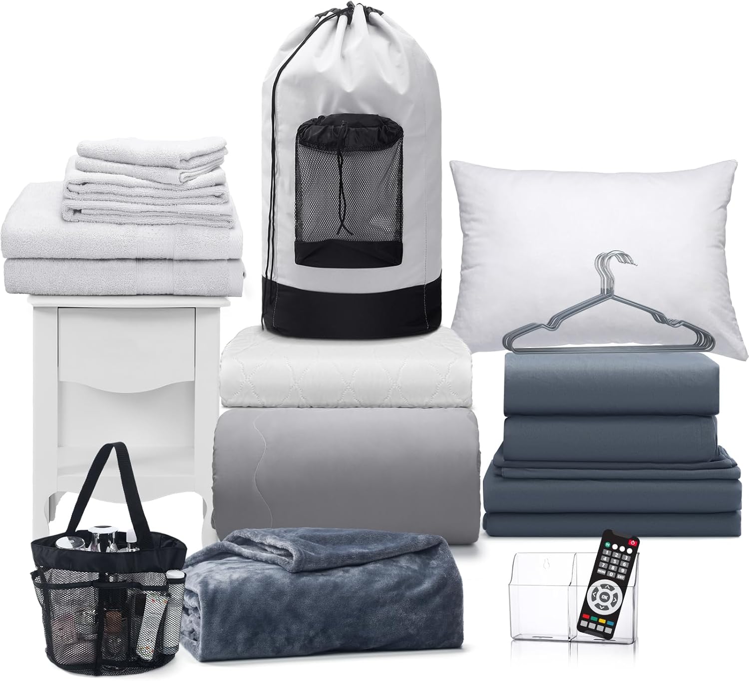 29 pcs college dorm twin xl bedding bundle comforter college essentials for guys dorm bedding bathroom and storage supplies for school essentials(grey) gray